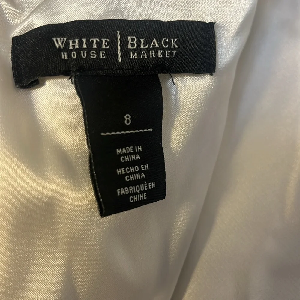 White House Black Market Elegant Black and White Floral Dress Size 8 (574) - Picture 6 of 7